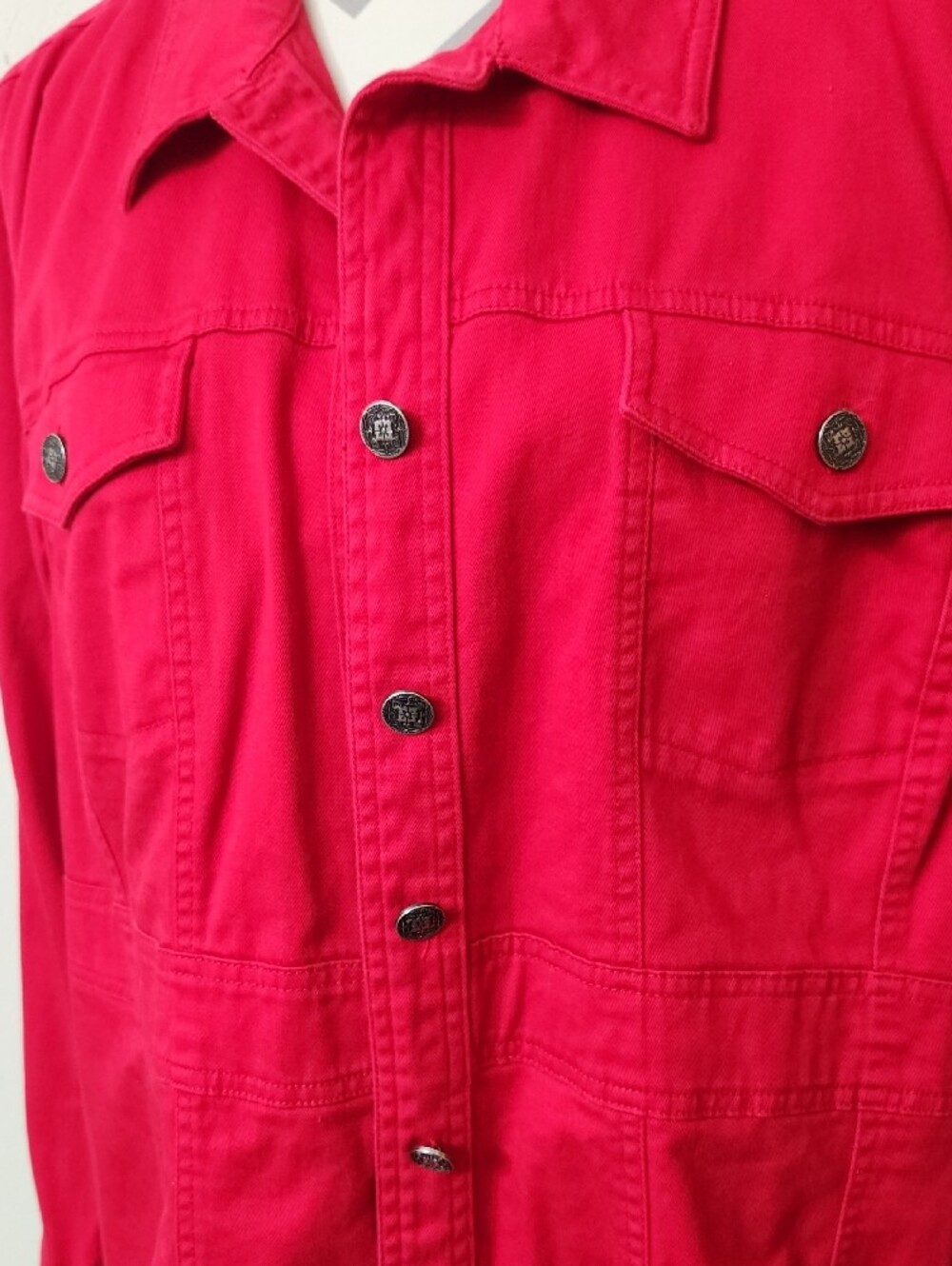 Cato Red Button-Front Jean Jacket - Picture 6 of 11